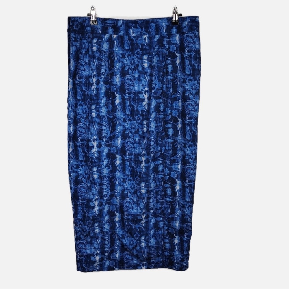 Ripskirt Hawaii Skirt Medium Blue Maxi Length 4 Wrap Floral Hawaiian Tropical - Picture 6 of 10
